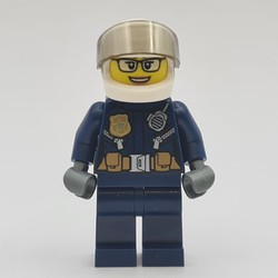 Policewoman, Dark Blue Uniform, White Helmet