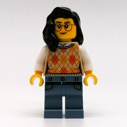 Woman, Argyle Sweater, Sand Blue Legs