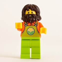 Farmer, Man, Lime Overalls, Dark Brown Hair and Beard