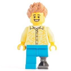 Man, Bright Light Yellow Shirt, Prosthetic Leg