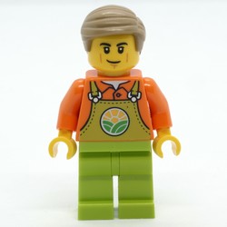 Farmer, Lime Overalls, Dark Tan Hair