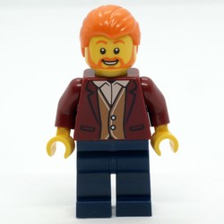 Man, Dark Red Jacket, Dark Blue Legs, Orange Hair