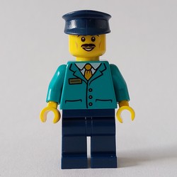 Train Driver, Dark Turquoise Jacket, Dark Blue Hat