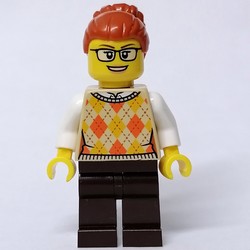 Tan Torso, Dark Brown Legs, Dark Orange Hair