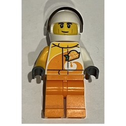 Racer, White and Orange Jumpsuit with 'VITA RUSH', White Helmet with Visor (3626cpr3025 Head)