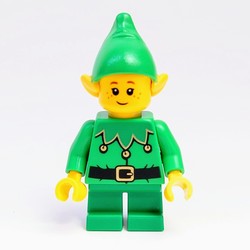 Elf - Bright Green Torso, Green Short Legs, Bright Green Hat, Freckles