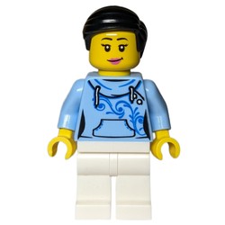 Bright Light Blue Torso, White Legs, Black Hair