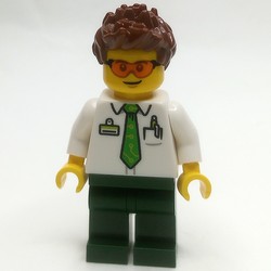 Man, White Shirt, Dark Green Legs, Orange Glasses