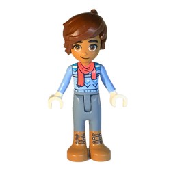 Leo - Bright Light Blue Sweater, Sand Blue Legs, Reddish Brown Hair