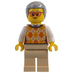 Tan Torso, Tan Legs, Light Bluish Grey Hair, Red Glasses