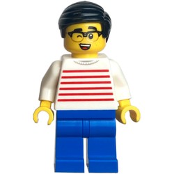 White Striped Torso, Blue Legs, Black Hair