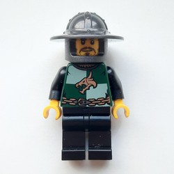 Dragon Knight, Dark Green, Wide Brim Helmet, Moustache and Stubble (Pearl Titanium)