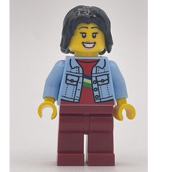 Bright Light Blue Torso, Dark Red Legs, Black Hair