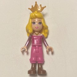 Aurora - Dark Pink Trousers, Big Eyes, Yellow Hair, Pearl Gold Crown