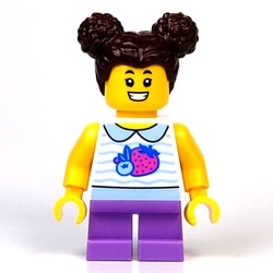 Kid, White Torso, Medium Lavender Legs, Dark Brown Hair