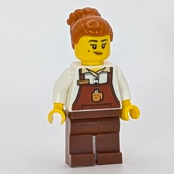 Barista, Reddish Brown Apron, Dark Orange Hair