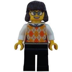 Tan Torso, Sweater, Black Legs, Reddish Brown Hair
