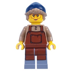 Barista, Reddish Brown Apron, Dark Blue Beanie