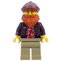 Photographer, Dark Brown Torso, Olive Green Legs, Reddish Brown Cap, Beard