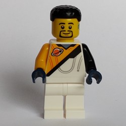 Astronaut, White and Bright Light Orange Spacesuit (Futuron), Black Hair