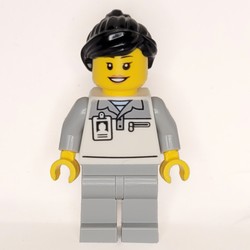 Garage Worker, White/Light Bluish Grey Suit, Black Hair