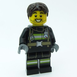 Firefighter, Black Fire Suit, Dark Brown Hair