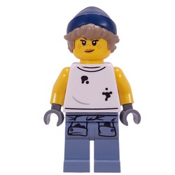 Mechanic, Dirty White Vest, Sand Blue Legs, Dark Blue Hat