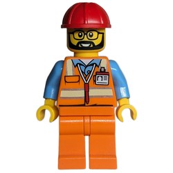 Worker - Orange Safety Vest, Orange Legs, Red Helmet