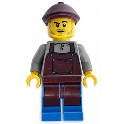 Man, Reddish Brown Apron, Reddish Brown Cap