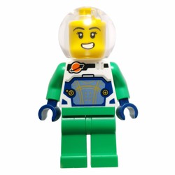 Astronaut, White Spacesuit, Bright Green Legs, Sphere Helmet