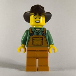 Farmer, Medium Nougat Overalls, Dark Brown Hat
