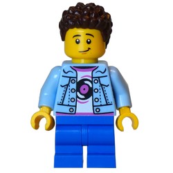 Kid, Bright Light Blue Torso, Blue Medium Legs, Dark Brown Hair