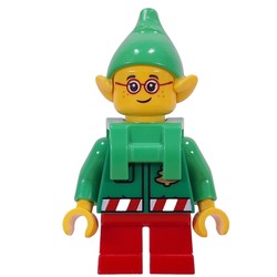 Elf - Bright Green Torso, Red Legs, Bright Green Hat, Backpack