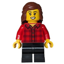 Girl, Red Torso, Black Medium Legs, Reddish Brown Hair