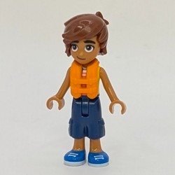 Leo, Bright Light Orange Vest, Dark Blue Pants, Life Vest
