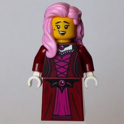 Lady, Dark Red Dress, Bright Pink Hair