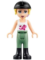 Stephanie - White Top, Sand Green Trousers