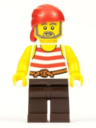 Pirate - Red Stripes, Dark Brown Legs, Red Bandana