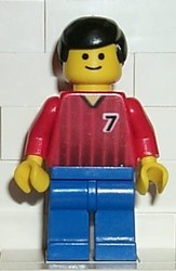 Soccer Player Red Torso, Blue Legs, #7