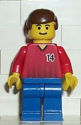 Soccer Player Red Torso, Blue Legs, #14