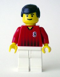 Soccer Player Red Torso, White Legs, #8