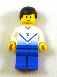 Soccer Player White Torso, Blue Legs, #7