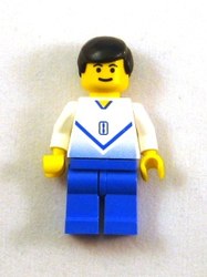 Soccer Player White Torso, Blue Legs, #8