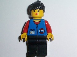 Coast Guard, Blue Jacket with Red Tie and ID Badge, Black Hair, Moustache