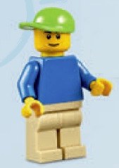 Blue Torso, Tan Legs, Lime Cap