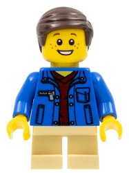 Boy, Open Blue Jacket, Short Tan Legs, Dark Brown Hair