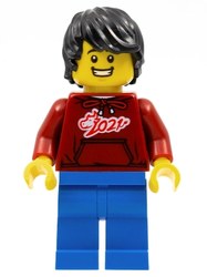 Dark Red Torso, Blue Legs, Black Hair