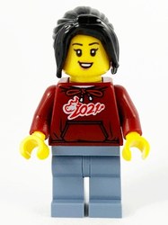 Dark Red Torso, Sand Blue Legs, Black Long Hair