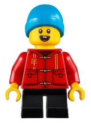 Kid Red Torso, Black Legs, Dark Azure Cap