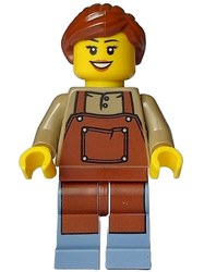Florist, Dark Tan Torso, Sand Blue Legs, Reddish Brown Apron, Reddish Brown Hair
